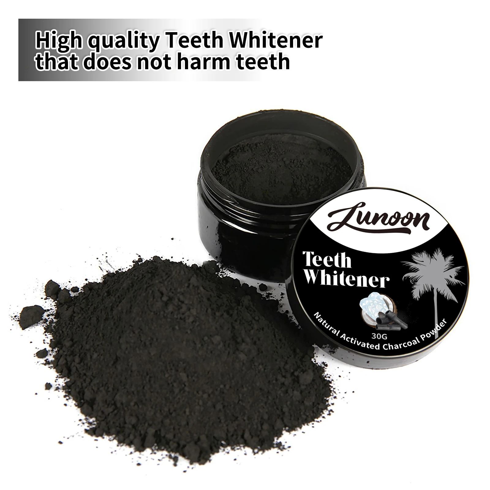 LUNOON Natural Activated Charcoal Powder Natural Tooth Powder for Deep Clean Fresh Breath 30g