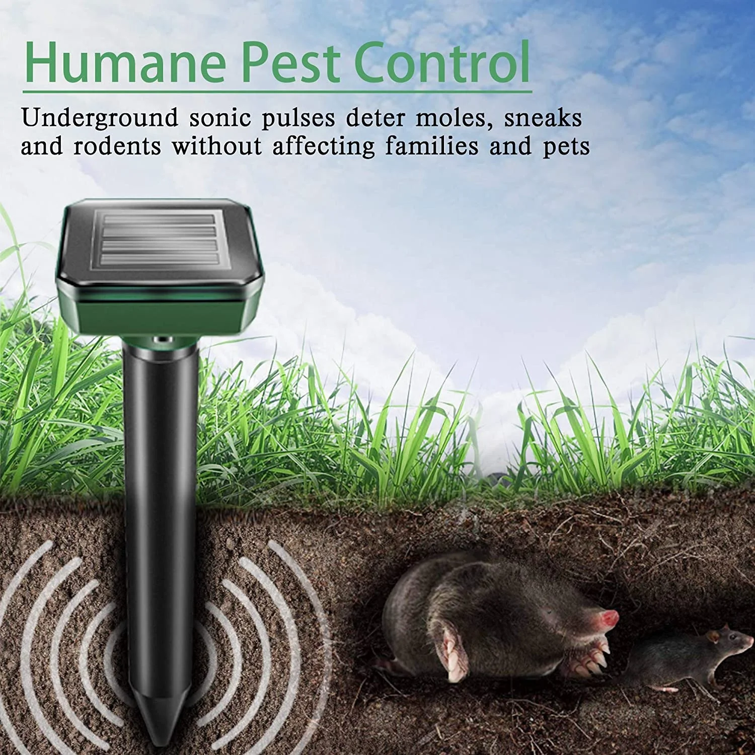 Newish New solar rat repeller vibrates ultrasonic outdoor electronic LED farm snake repeller