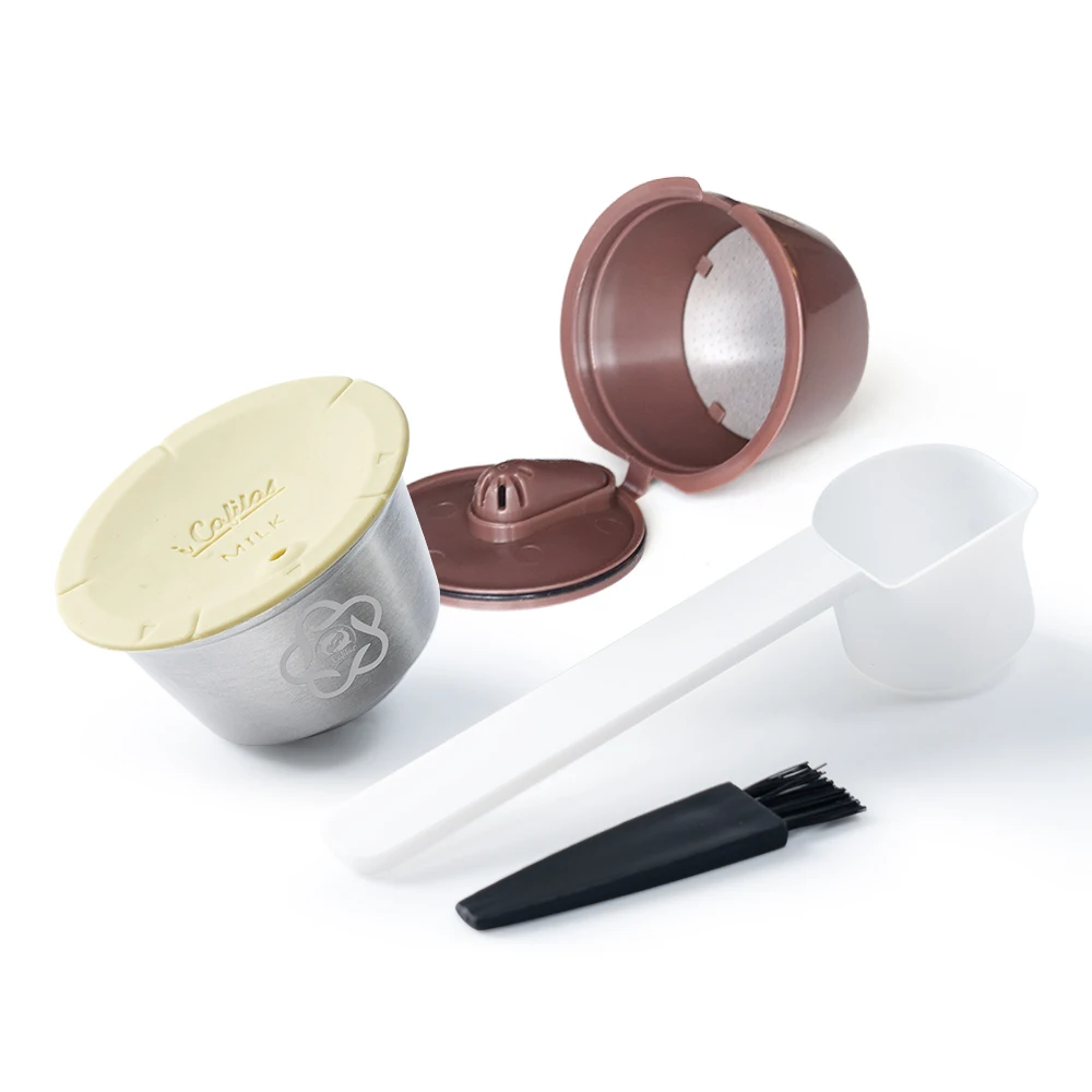 Reusable Coffee Capsule For Dolce Gusto Maker Stainless Steel Refillable Coffee & Milk Foam Filter Pods with Silicone Lid