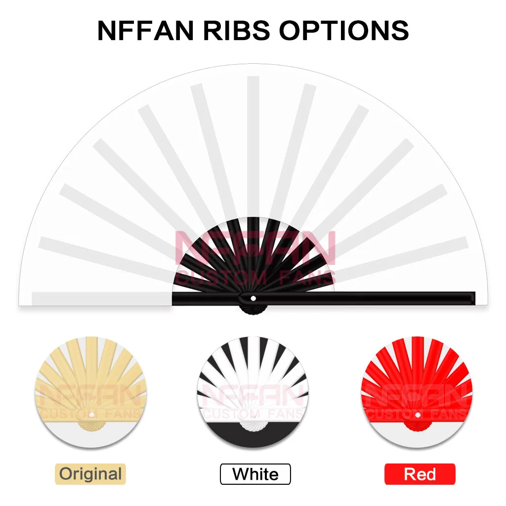 Customized Bamboo Folding Hand Fan Exclusives with UV Glow Fabric Printing for Raves and Musical Festival Fun