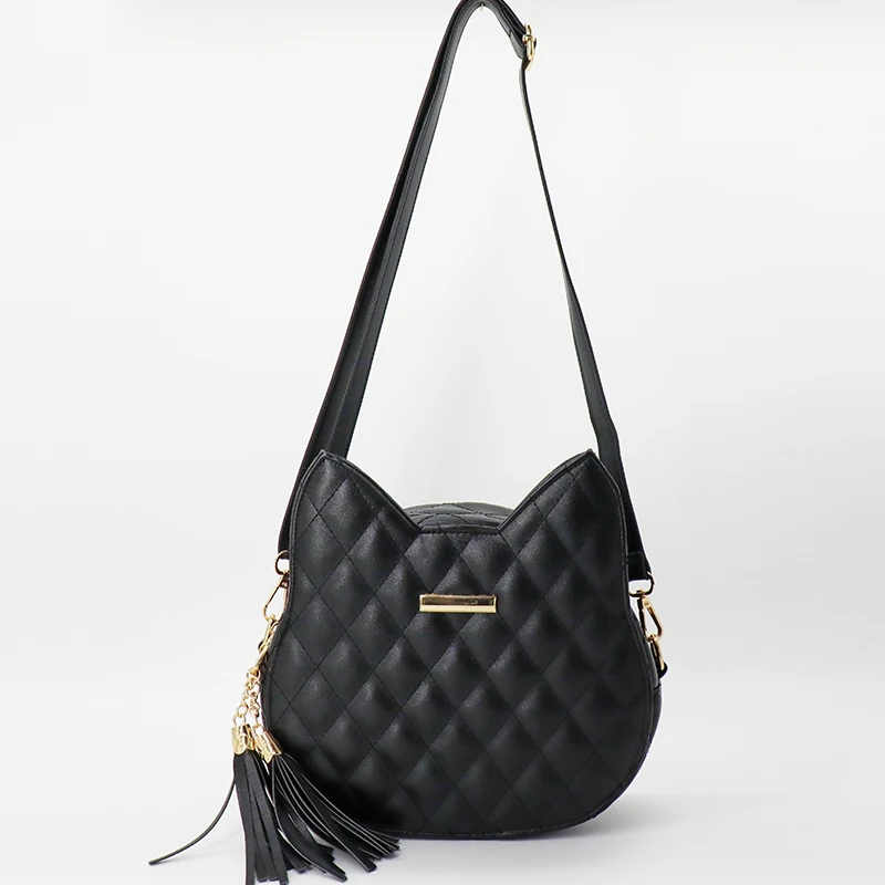 Factory Price Lovely Cat Handbag Diamond Lattice Pattern PU Leather Bag Ladies Single Shoulder Bag Women