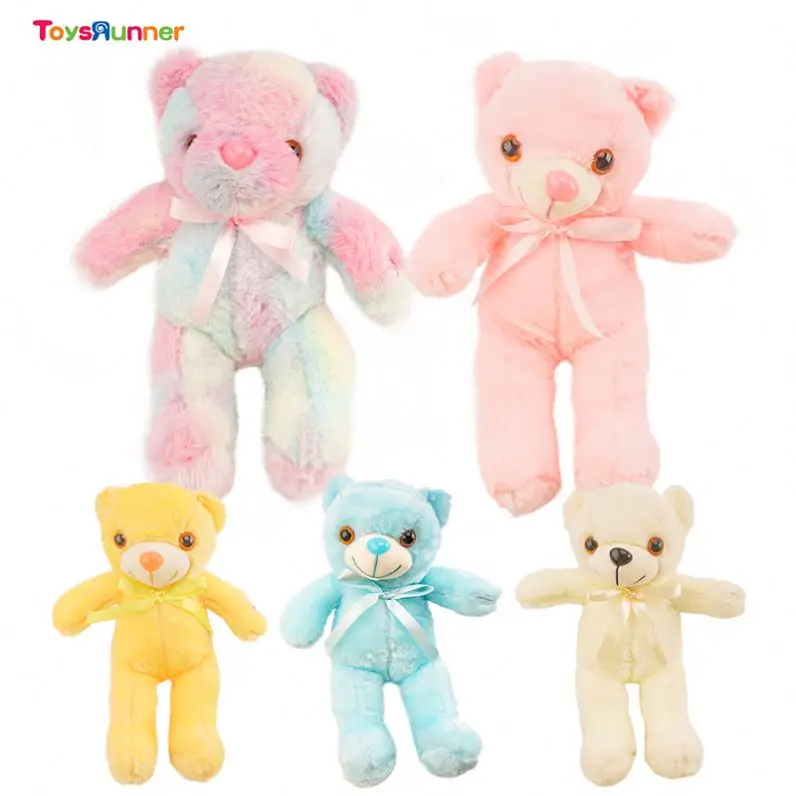 Christmas Stuffed Animals & Plush Toys Colorful Glowing Teddy Bear Toys Soft Sensory Squeeze For Kids