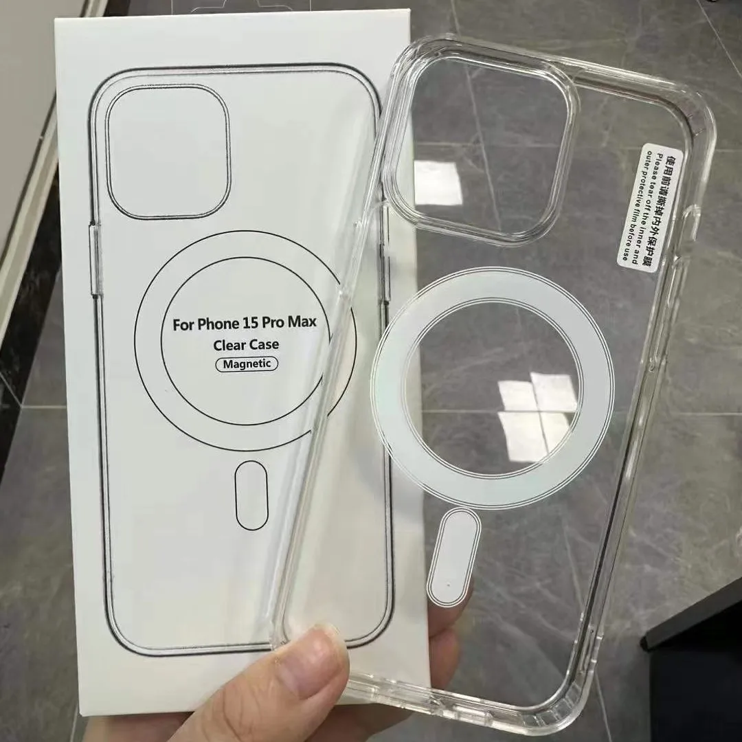 Transparent magnetic Apple phone case Magsafes wireless charging transparent shockproof for iPhone 11 12 13 14 15 pro max