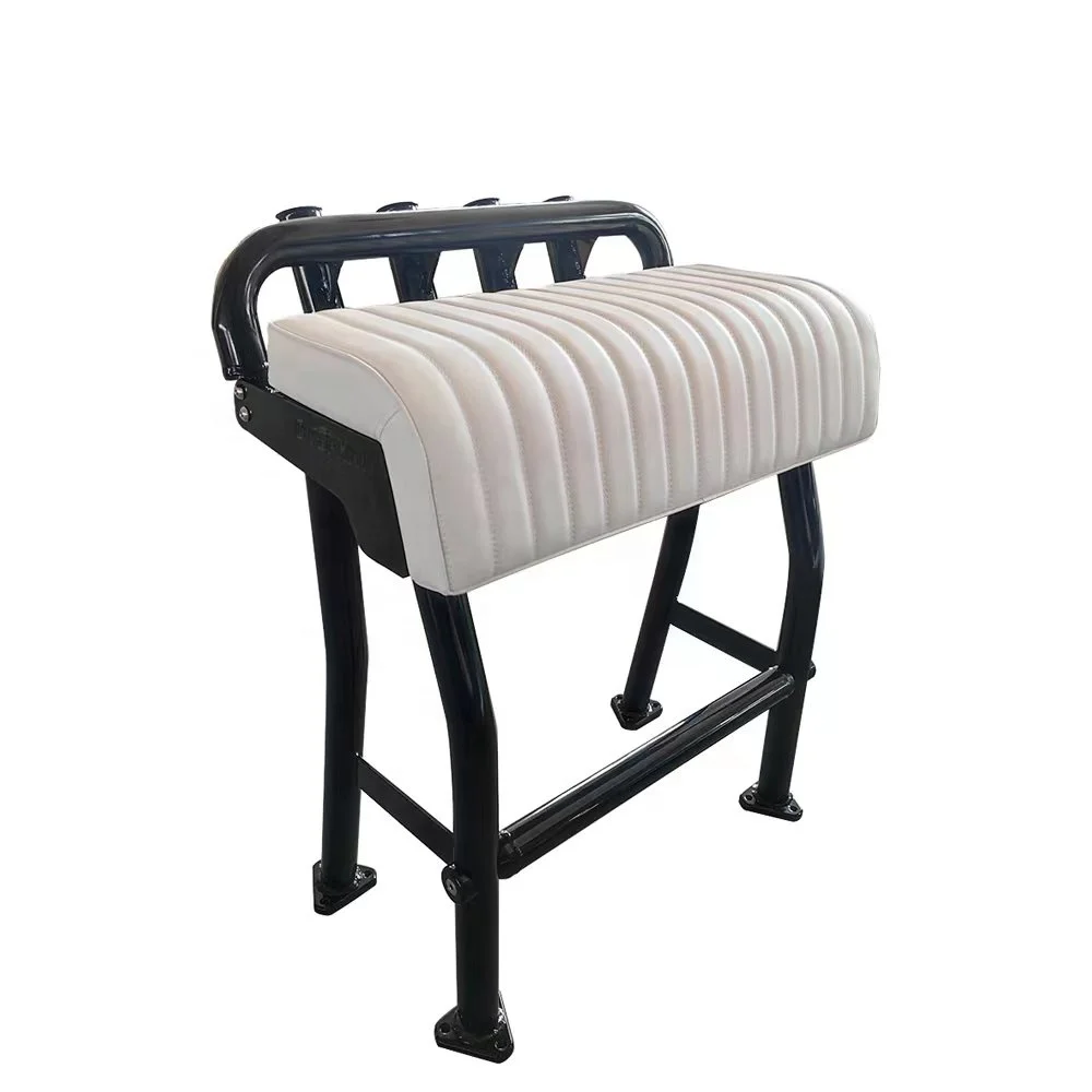 Dolphin Pro Leaning Post Marine Boat Seat with 4 Fishing Rod Holders Aluminum Black Frame with White Cushion