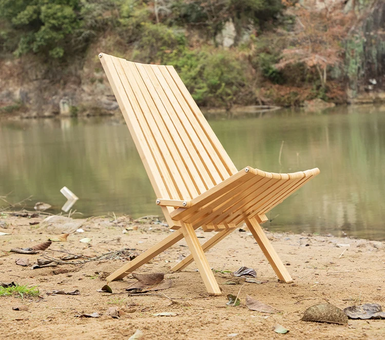 SANTTA Bamboo High Backrest Folding Chair for Patio, Beach, Garden