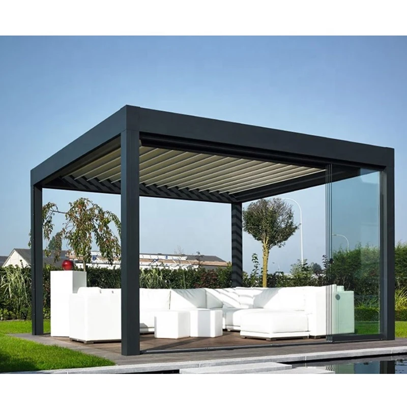 Customized adjustable waterproof louvered roof motorized aluminium