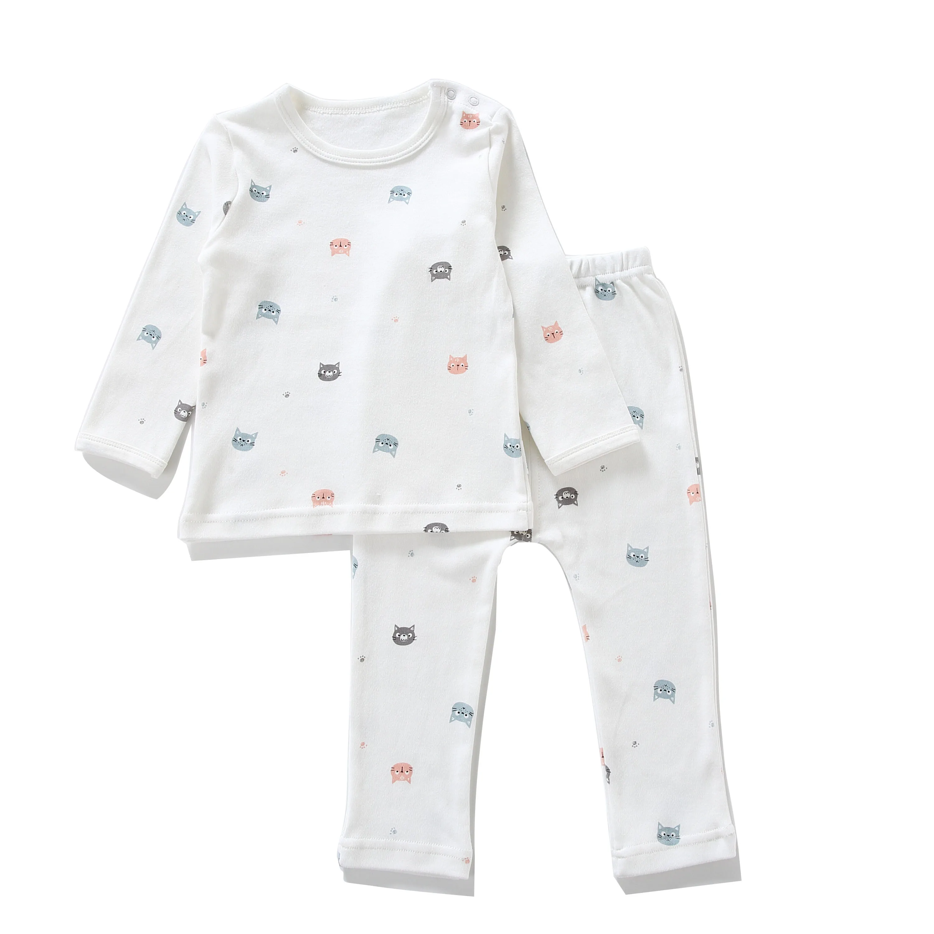 New arrival basic design 2 piece set  baby pajama infant sleepwear for unisex  pajamas baby with rabbit cat pattern for  autumn