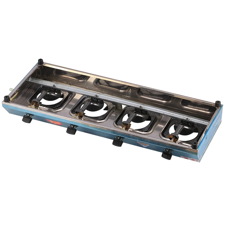 Лидер продаж длинная четырехконцевая кастрюля из нержавеющей стали низкого давления с сотовой поверхностью настольная газовая плита 4 горелками