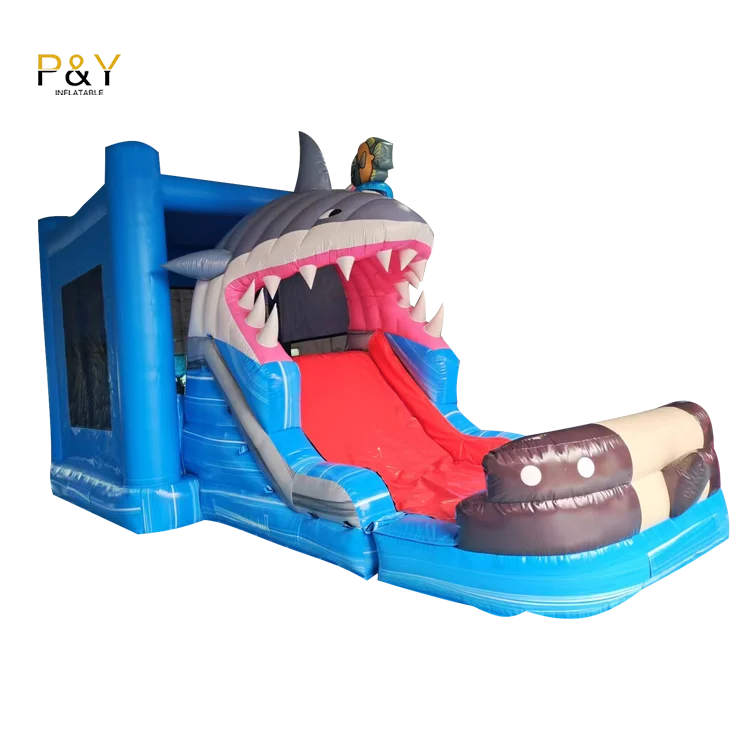 Новый дизайн надувной батут для акул на заказ с водной горкой и надувным замком бассейна