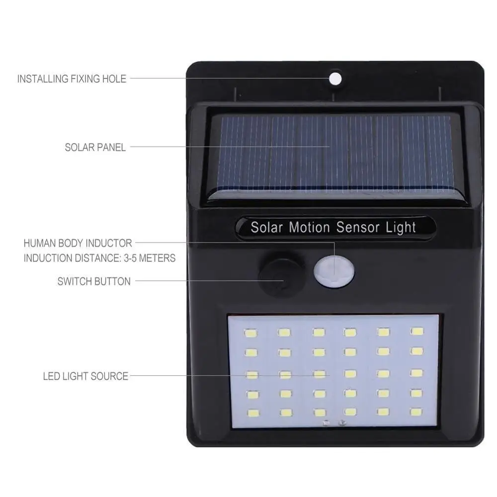 Outdoor 3 Lighting Modes 30LED Wall LED Sensor Solar Light With Ip65 Waterproof