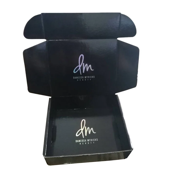 eco friendly competitive price custom logo glossy black luxury carton shipping long small postage corrugated boxes