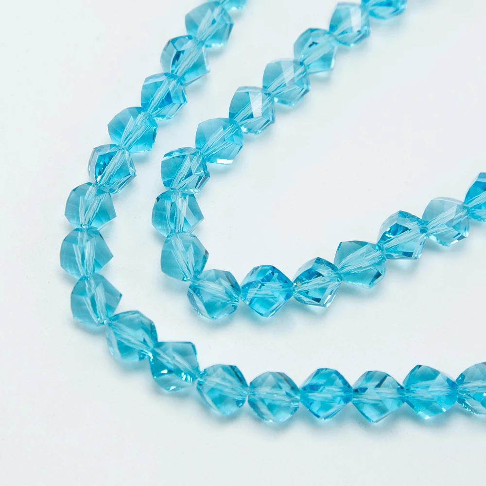 8mm Blue Glass Beads Faceted Twist Beads for Jewelry Making
