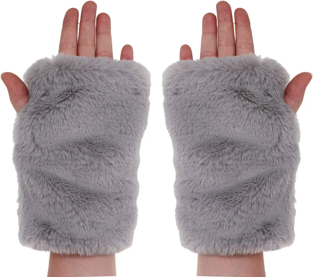 Faux Fur Arm Warmers Fingerless Gloves Velvet Women Winter Costume Party Costume