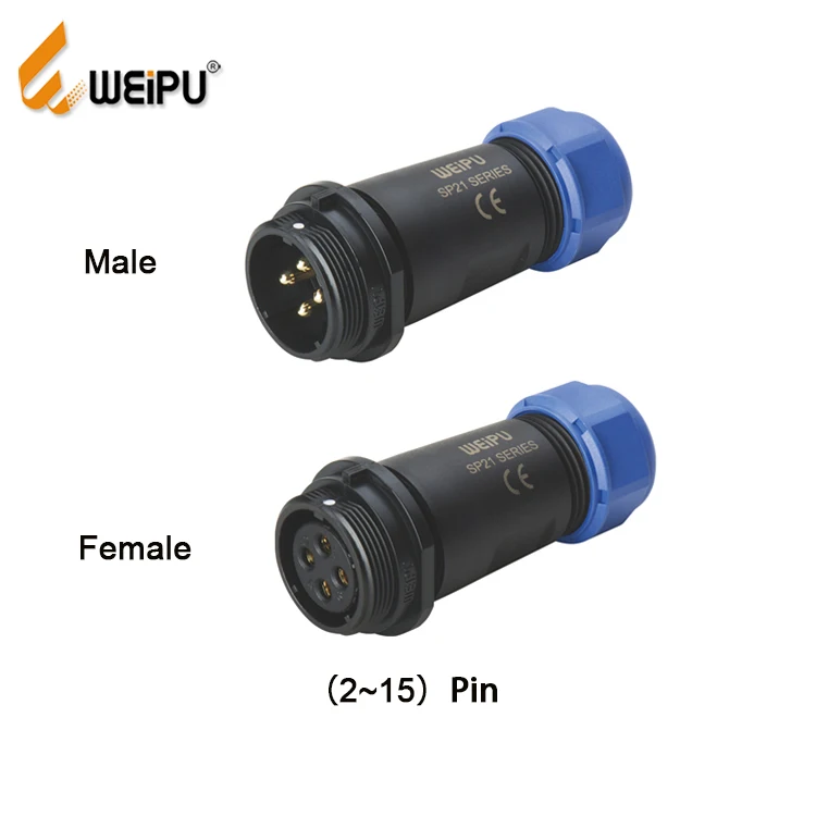 Weipu SP series connector  SP2111/S solder crimp  IP68 female in-line cable connector
