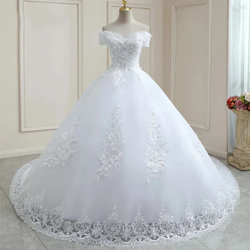 2022 New high quality off-shoulder slim tail elegant plus size lace wedding dress Vestedo De Noiva
