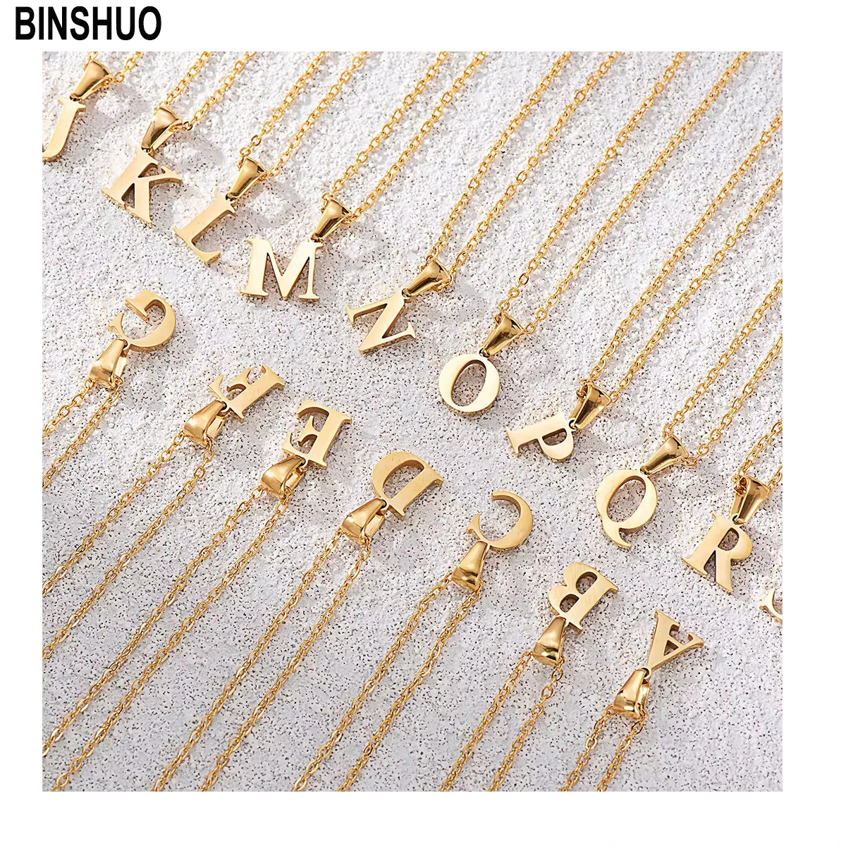 Stainless Steel Alphabet Letter Necklace Gold Personalized 26 A-Z Initial Letters Name Monogram Pendant Necklace for Women