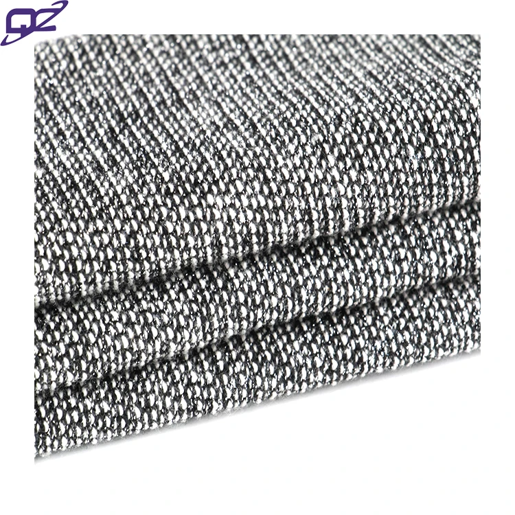 Customized Yarn Dyed Cotton Polyester Blend Lurex Metallic French Terry Fabric for Hoodies Evening Dress Coat