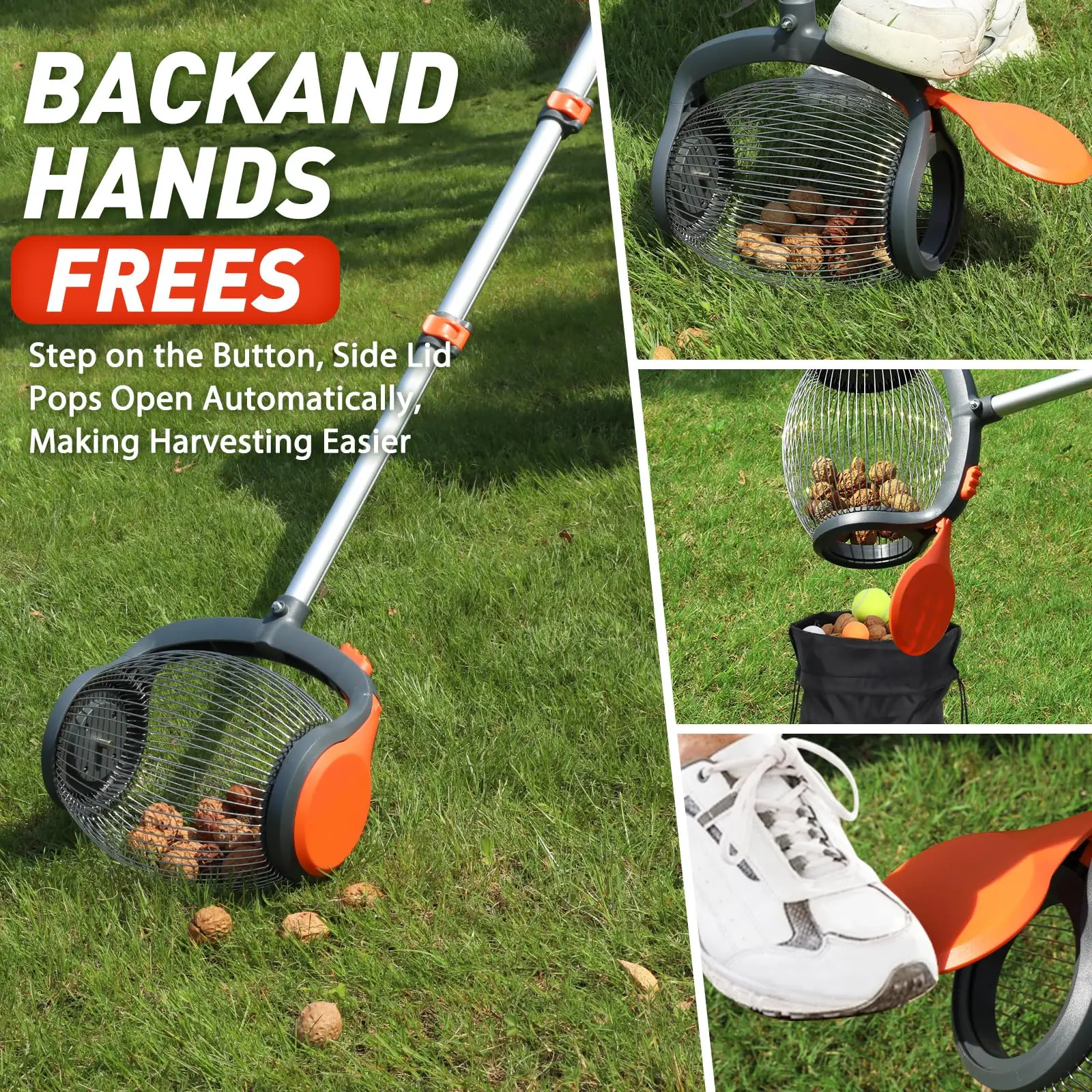 Acorn Picker Upper Roller Nut Gatherer Multifunctional Acorn Picker Upper with Rolling Drum