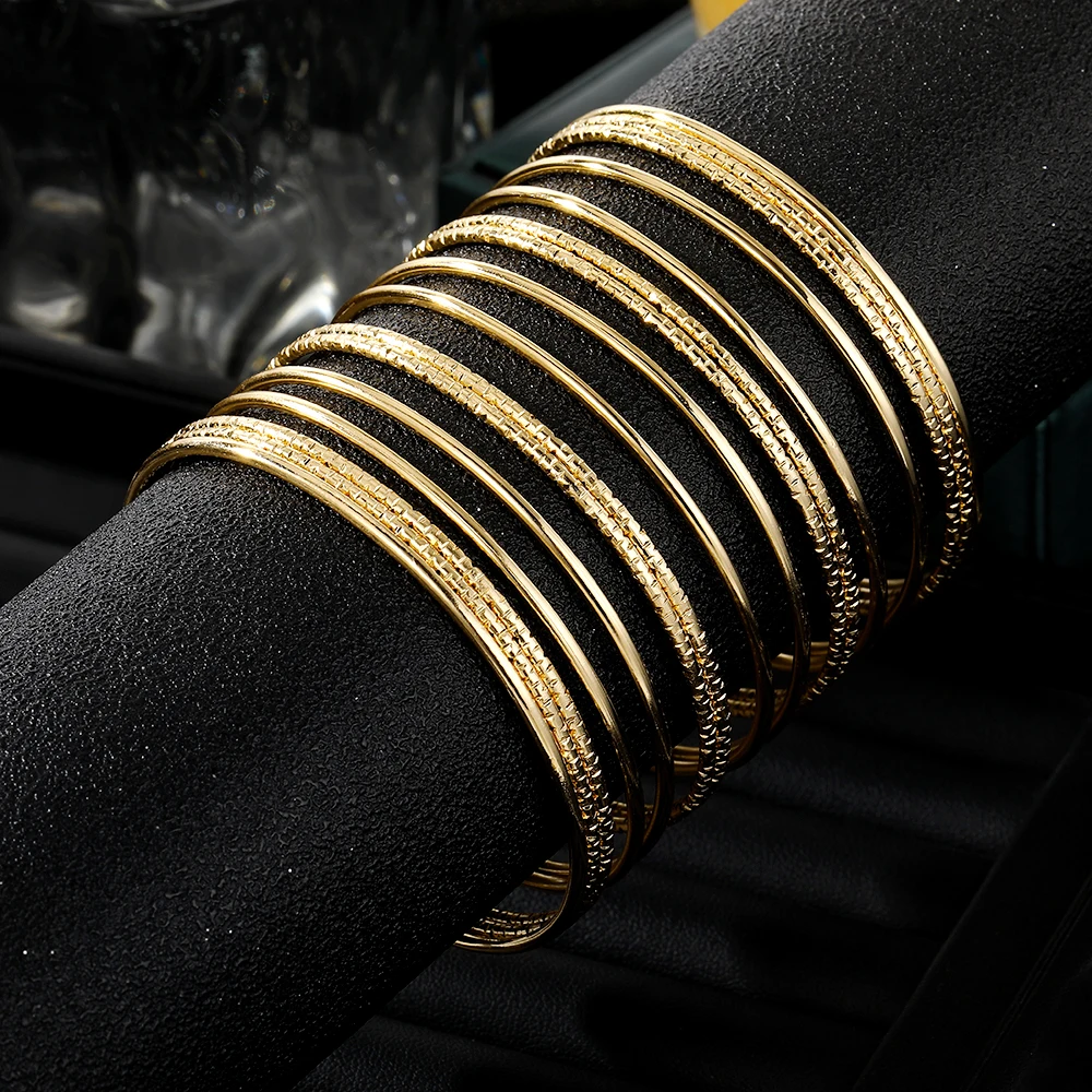 KISSWIFE Gold Color Punk Style Geometric Big Circle Charm Bracelet Opening Bangle For Women Jewelry
