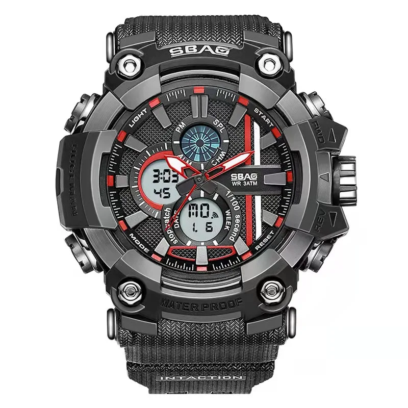 SBAO 8039 Men Military Watch Waterproof Swimming Wristwatch LED Male relogiosSport G Style Watches