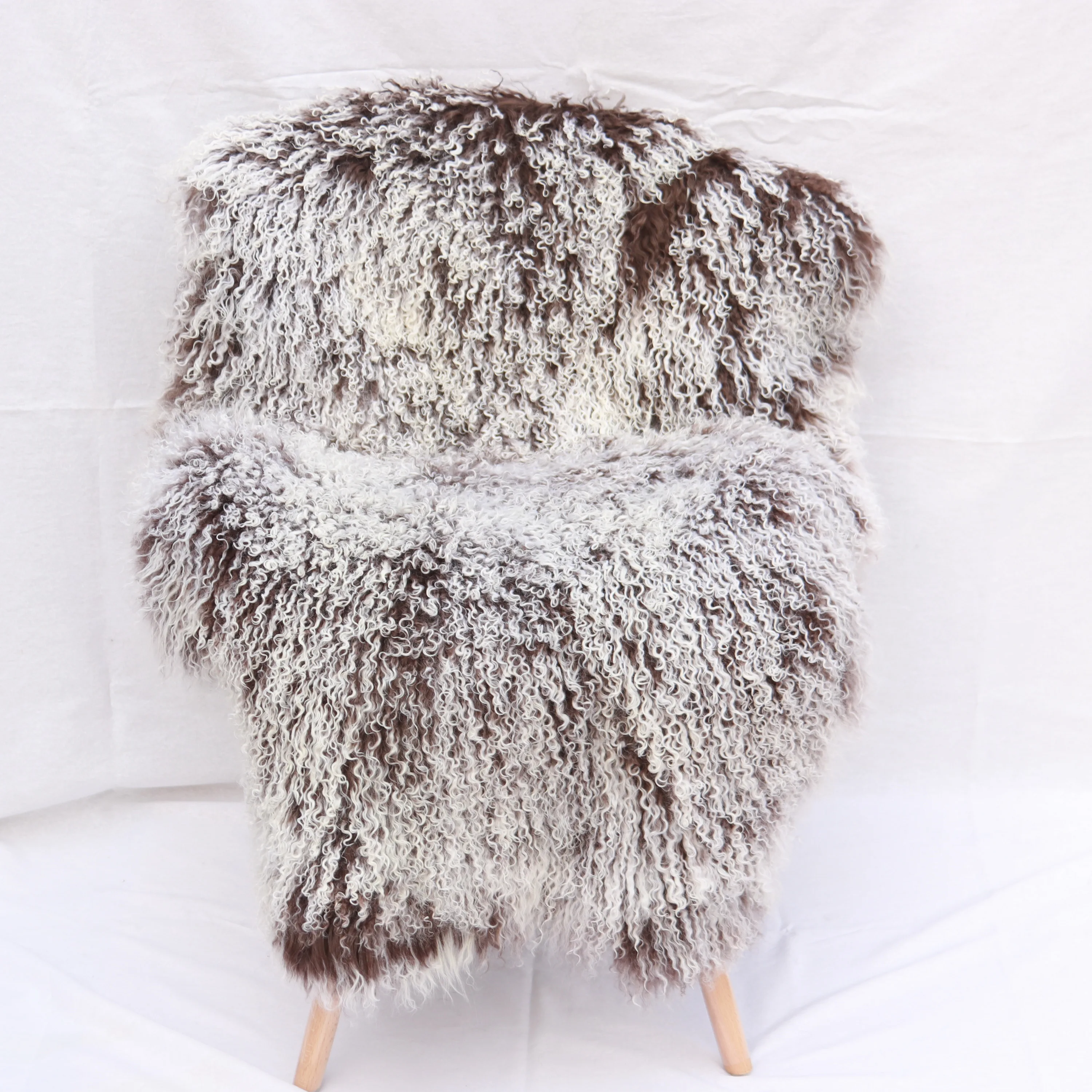 100% Real Mongolian Sheepskin Hide Pelt Throw Rug Plate Tibetan Lamb Wool Carpet Curly