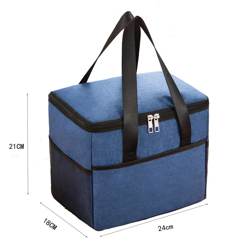 Custom logo waterproof insulated thermal portable lunchbag oxford school office bento lunch cooler tote bag for adults