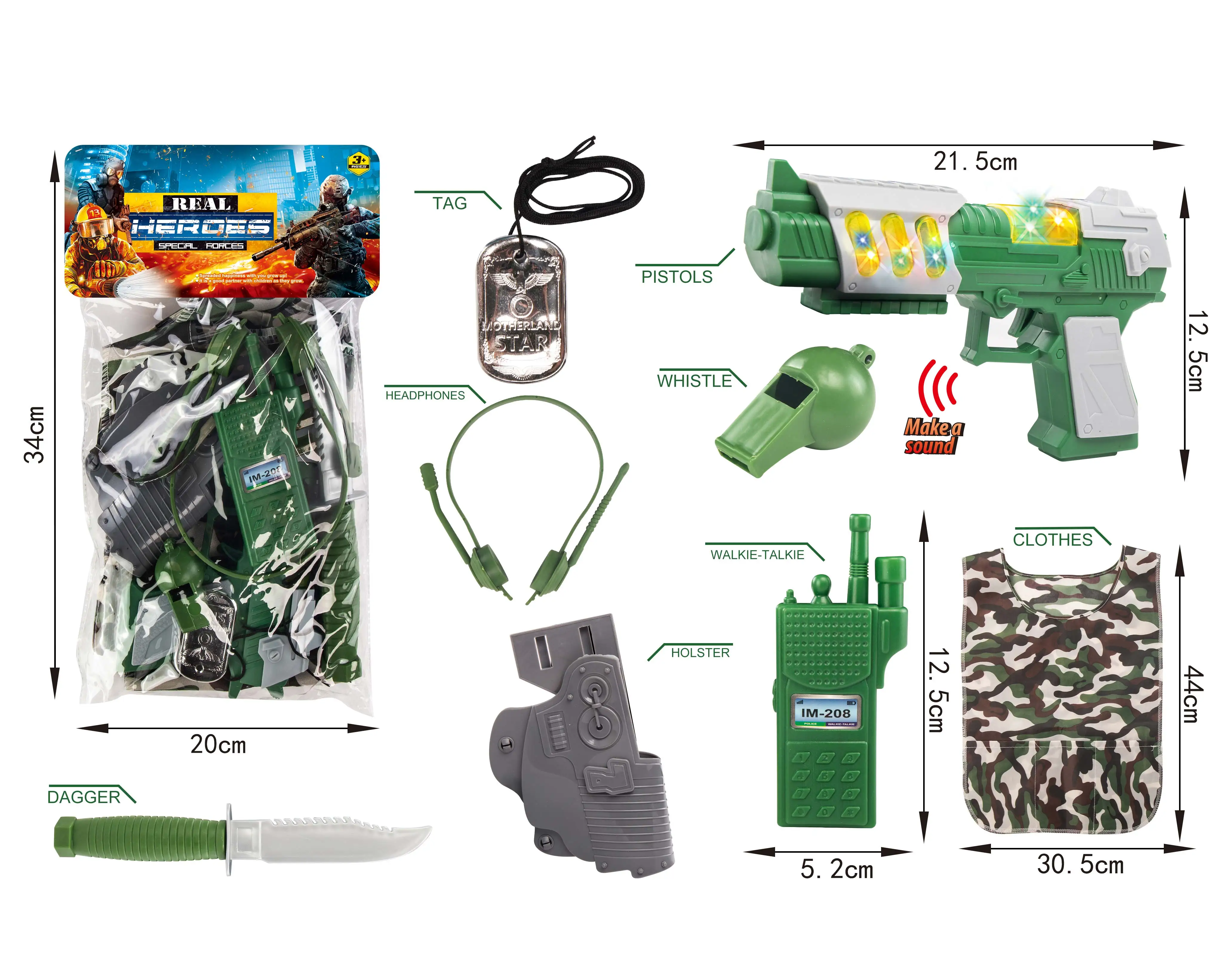SL Children Halloween Role Play Simulation Military dress up Army Pretend Play Plastic Toy Set