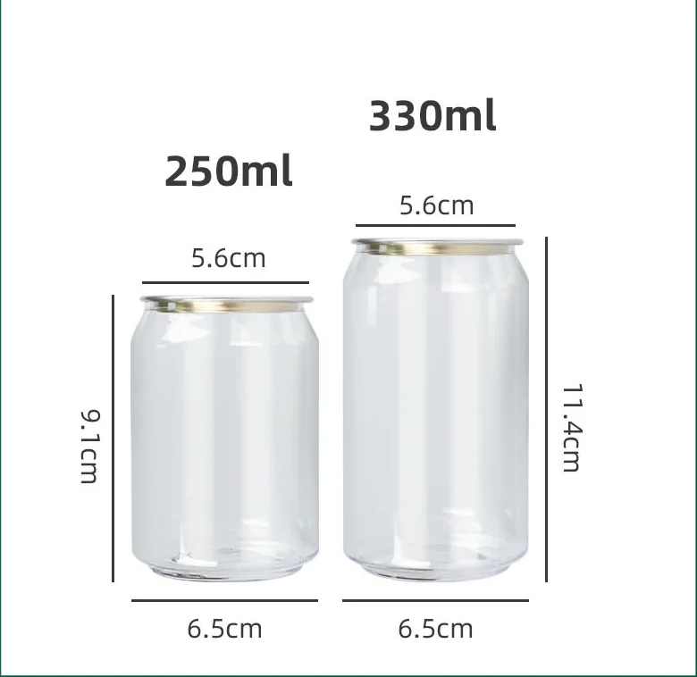 Clear transparent PET plastic 250ml 330ml 500ml 650ml easy open cans for soft drink juice