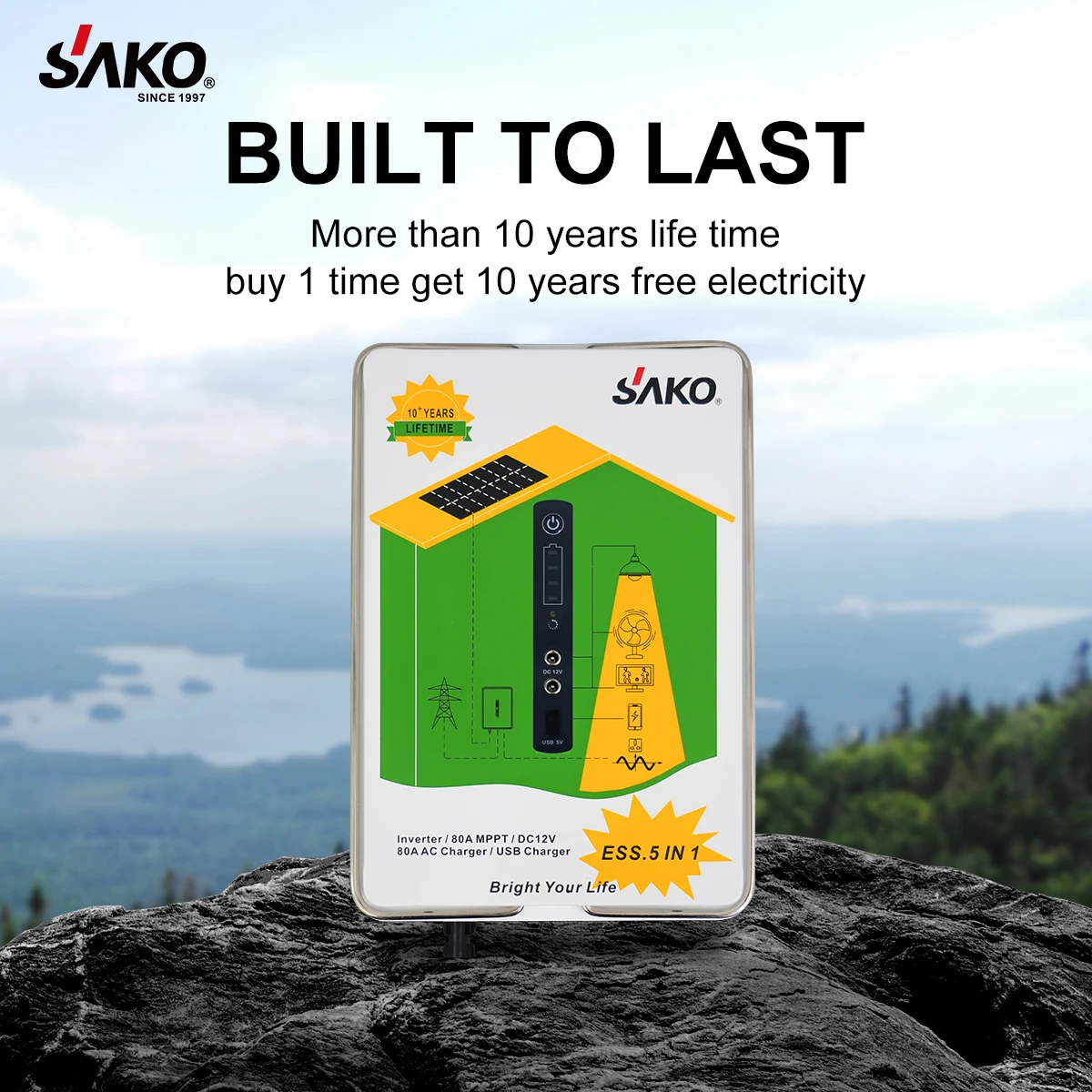 Sako Alpha ESS All-In-One 300W 500W 1Kwh 2Kwh Energy System For House Hybrid Kit Off Grid Generator School Home Complete Solar