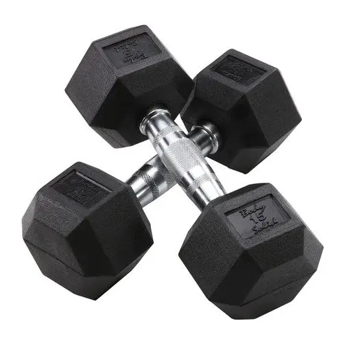 Fashionable Black Hex Rubber Dumbbell with Competitive Price