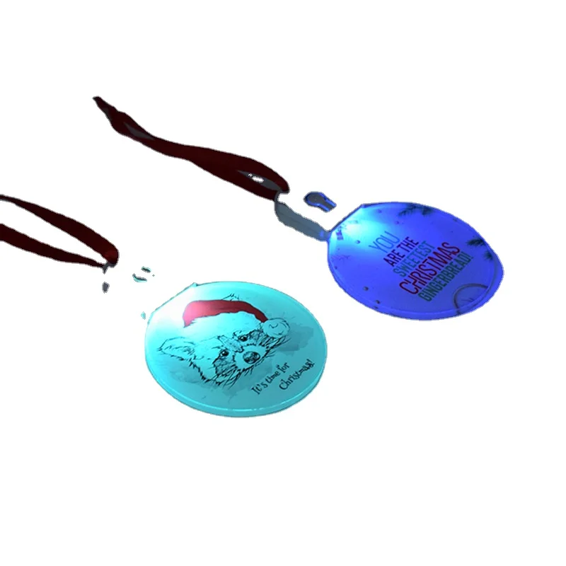 Christmas Ornaments Sublimation Blanks Usb Charger And Battery Glow In Dark LED Acrylic light For Christmas Tree Decoration
