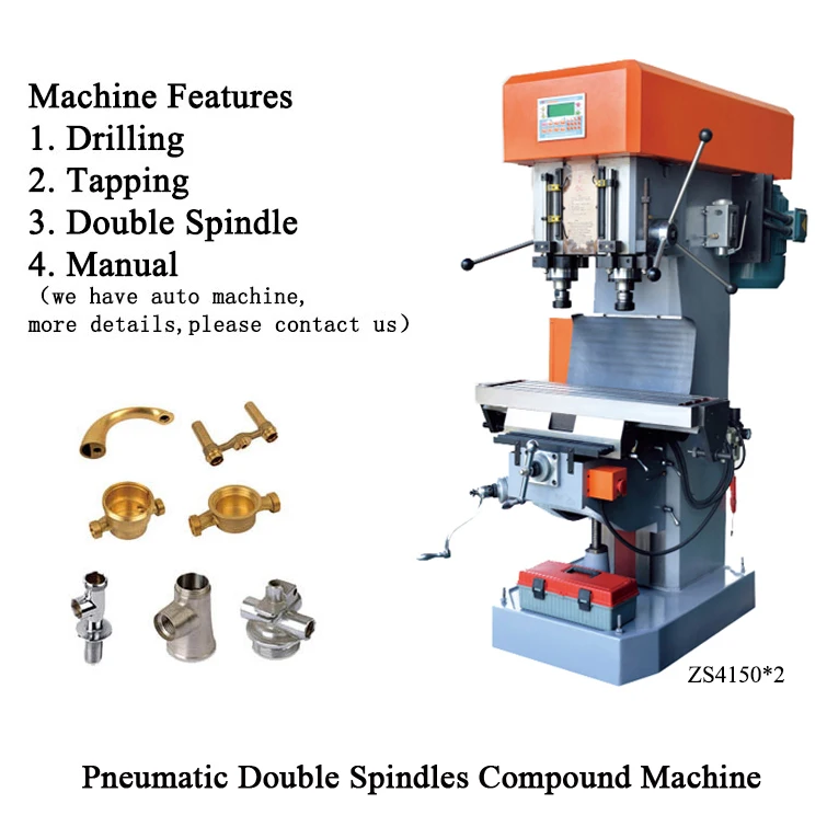 Industrial Pneumatic Double Spindle 2 Spindle Drilling and Tapping Machine for Copper,Aluminum,Zinc,Iron