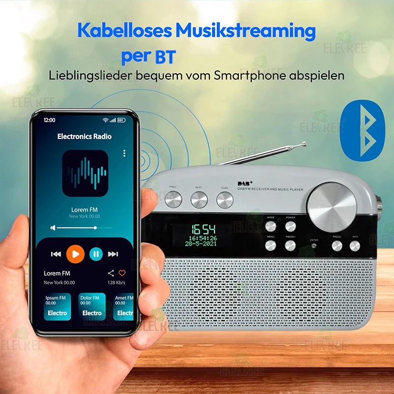 Розовый портативный Dab Plus Fm-будильник домашний ретроспективный Dab-радио с функцией Usb & Fm Bt