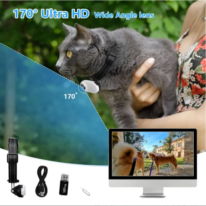 Kingtale Custom Dog Accessories Mini Body Cam Indoor Outdoor Wireless Cat Collar Camera