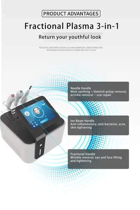 Newest 3 In 1 Fractional Jet Plasma Skin Machine / Ozone Ion Plasma Shower / Acne Plasma Pen Professional