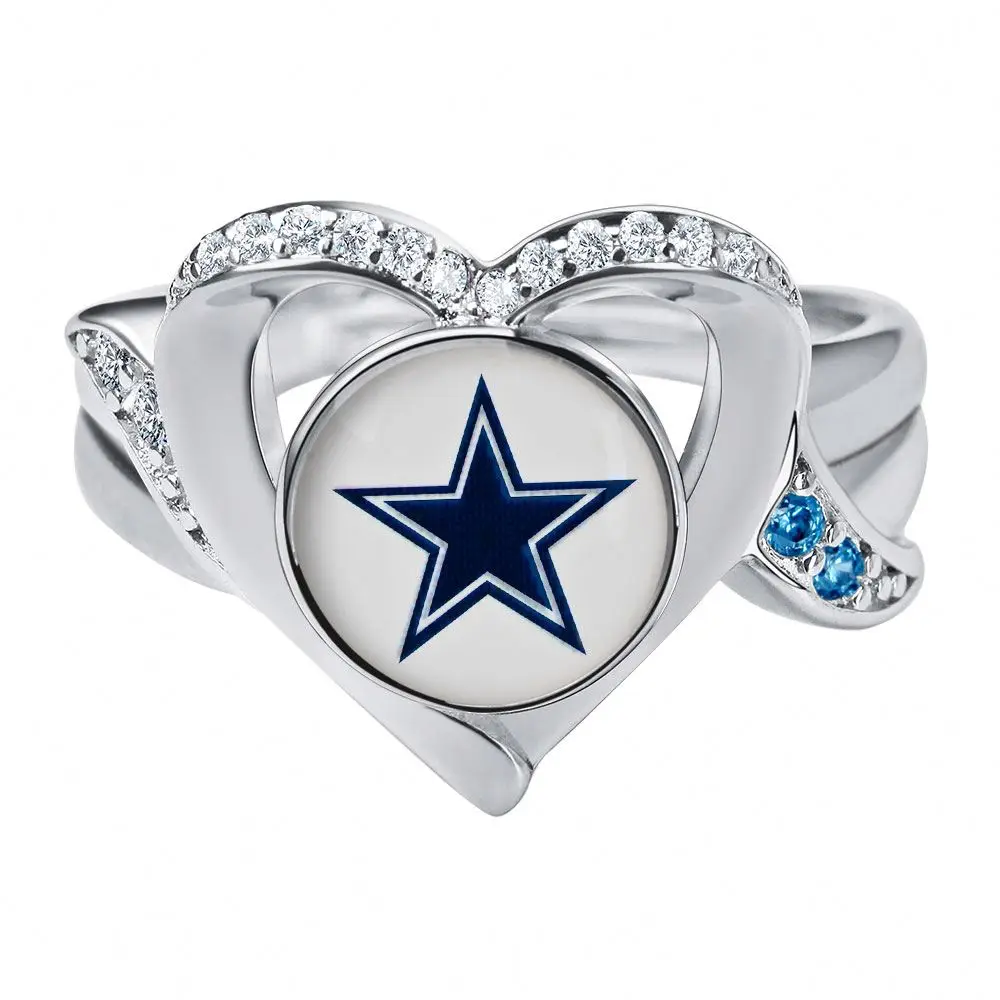 Женский праздничный подарок Cowboys Buccaneers кольцо в форме сердца футбольного