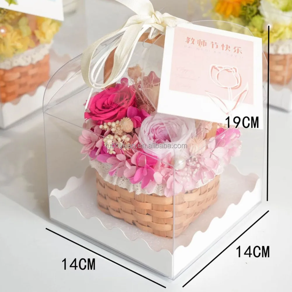 E- Luxury Small flower basket Eternal Gerbera rose flower arrangement preservwd flowers living room table decoration
