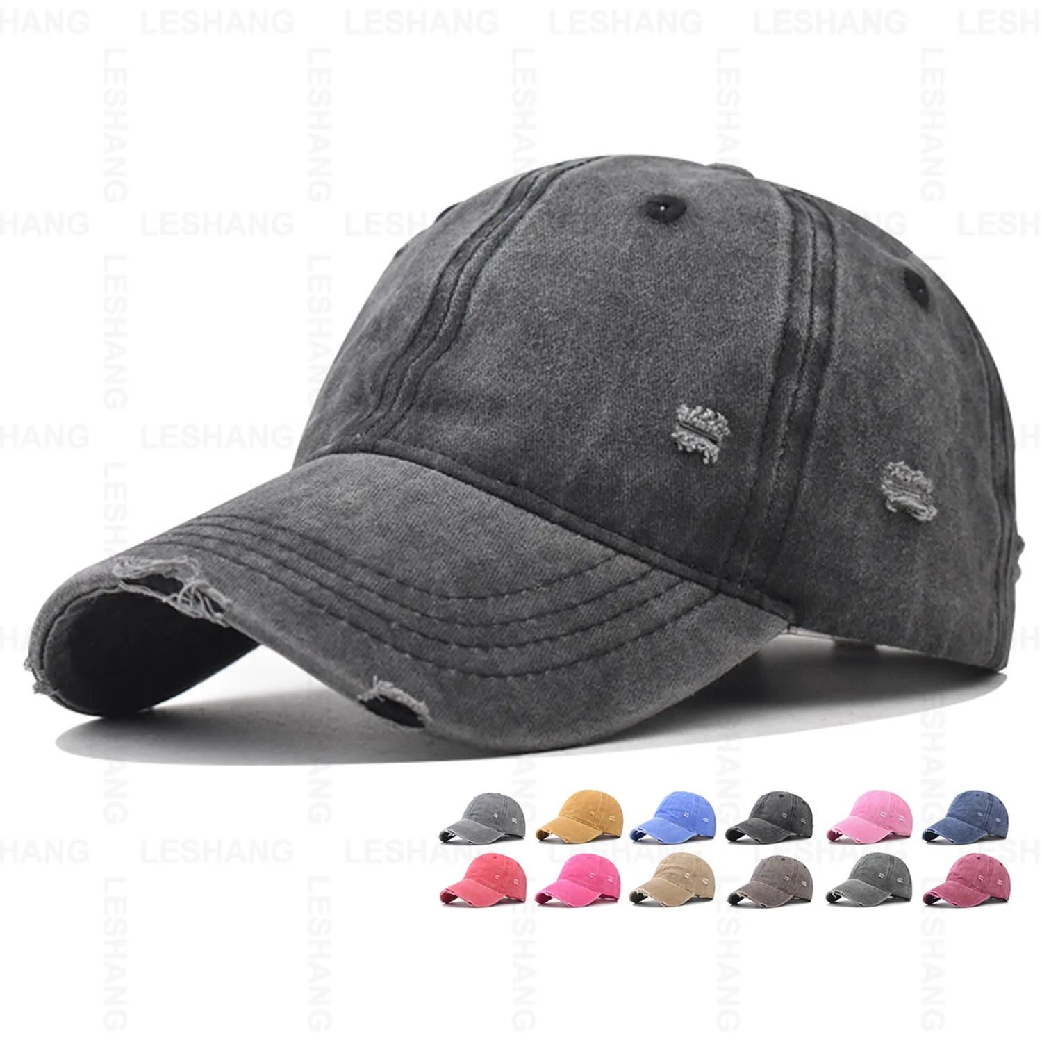 Worn Out Blank Vintage 12 Colors Baseball Caps Custom Embroidery Logo Unstructured 6 Panel Washed Cotton Distressed Dad Hats