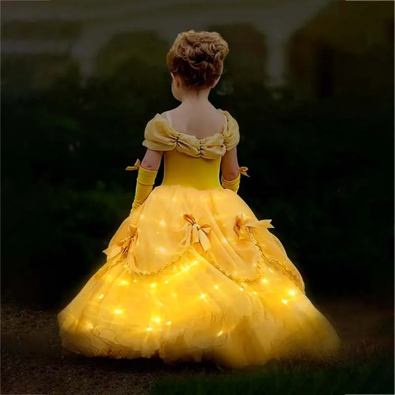 Halloween Cosplay Princess Baby Girl Party Yellow Light Up Fairy Dresses Princess costume DISP-007