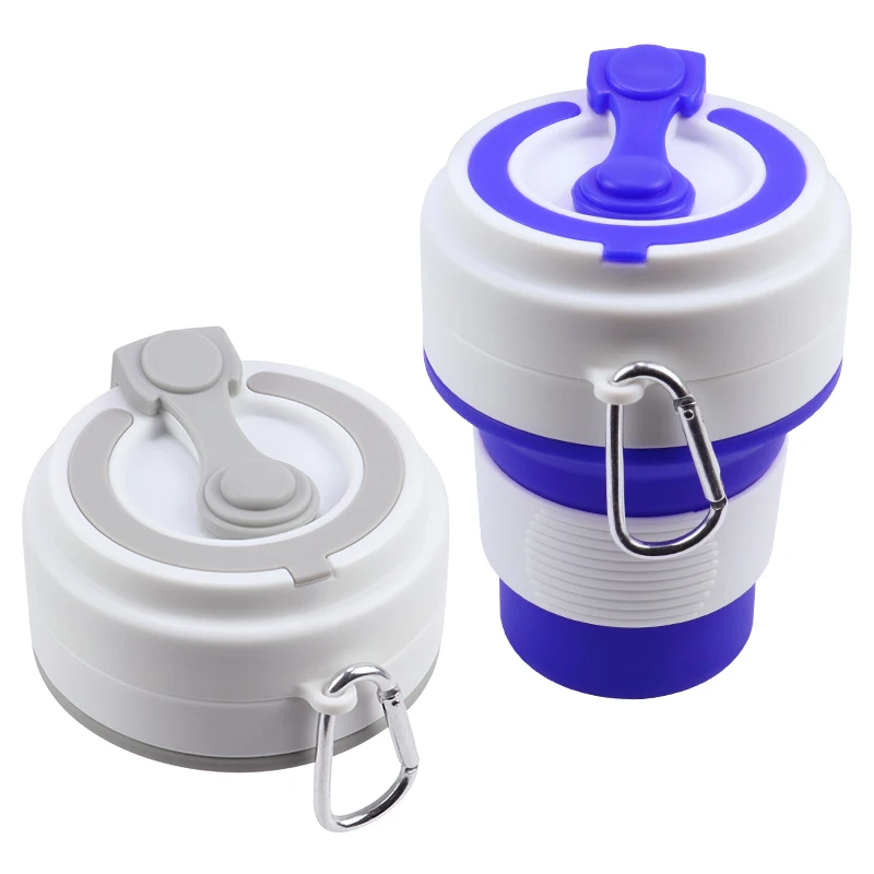 Wholesale Eco Friendly BPA Free Reusable Collapsible Folding Travel Coffee Cup Silicone Foldable Tea Drinking Cup 350ml With Lid