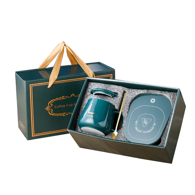 Портативная подставка-грелка с постоянной температурой, 55 градусов, с чашкой и ложкой