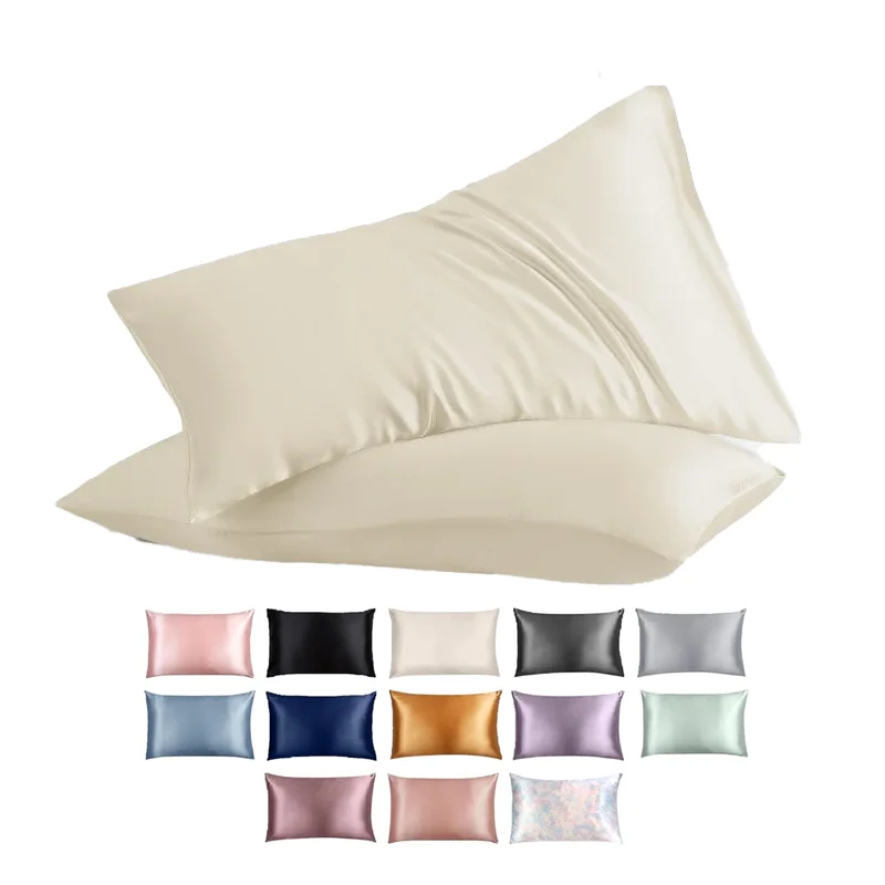 6A grade silk pillowcase 22MM black hyaluronic acid silk pillowcase anti-wrinkle anti-aging custom embroidery silk pillow case