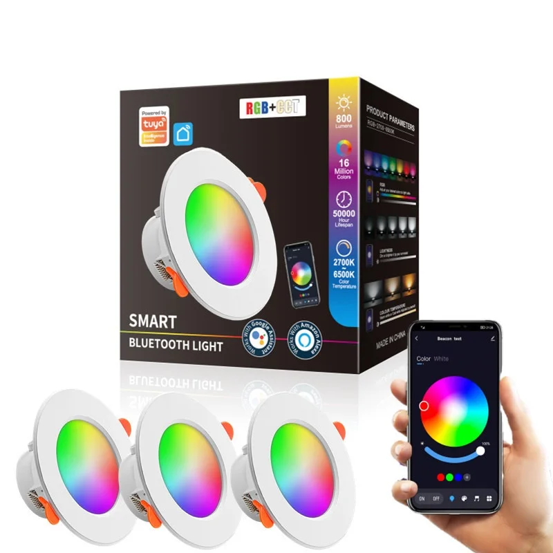 Alexa Tuya App & Rmt Ctrl RGBW CCT Dimmable 12W Заводская дешевая оптовая цена встраиваемый потолочный светильник