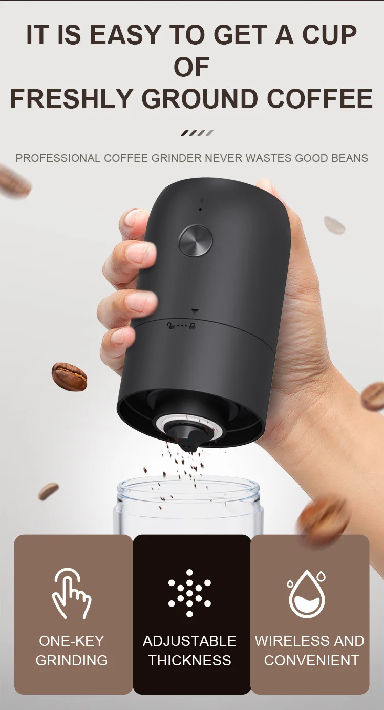Wholesales USB Recharge portable Adjustable Electric Coffee Grinder