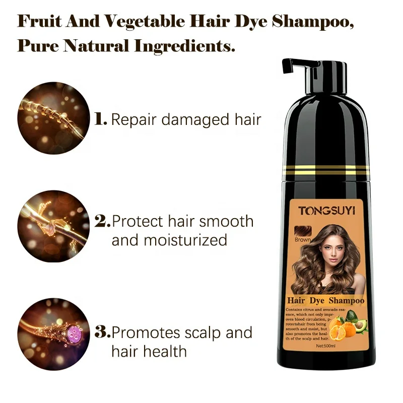 New Design Refreshing Plastic Bottle Black Hair Dye Shampoo Natural Avocado Semi-Permanent Fruit Hair Dye For Hair Salon