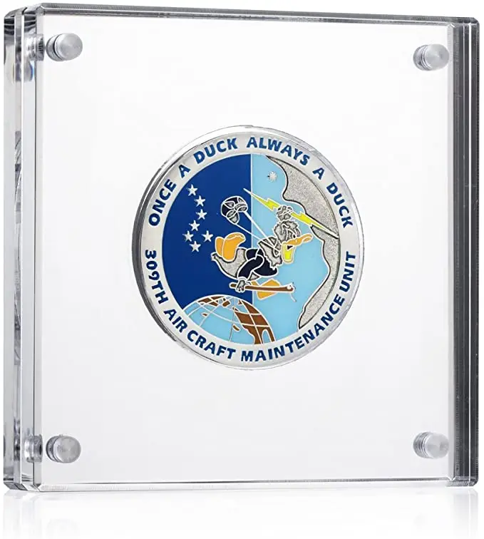 Custom Desktop Transparent Square Acrylic Coin Medal Holder Display Stand