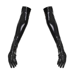 Wholesale Long Leather Mittens Women PVC Gloves Black Red Leather Gloves