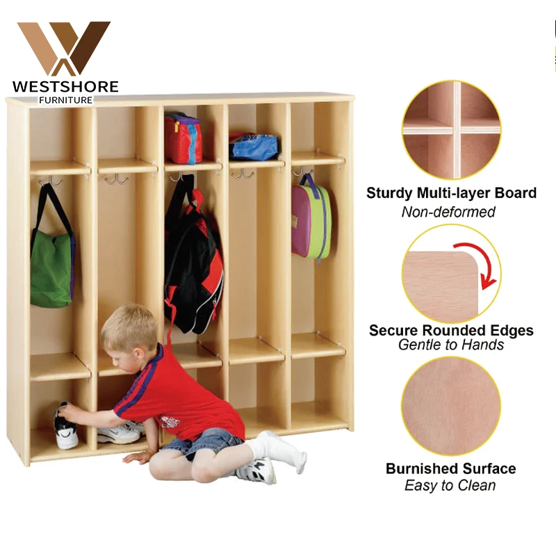 Montessori Kindergarten 3-Shelf Clothes Shoes Cubbies Lockers Nursery Daycare Classroom Cabinet Storages Furniture Sets