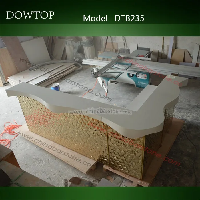 Modern Restaurant Wine bar Club Design Durable Golden Stainless Steel bar Service Counter