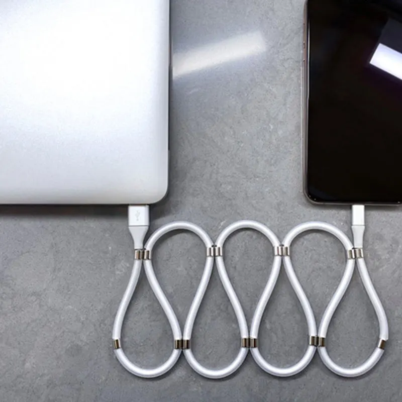 
Self winding magnetic USB cable for charging and data transmission 